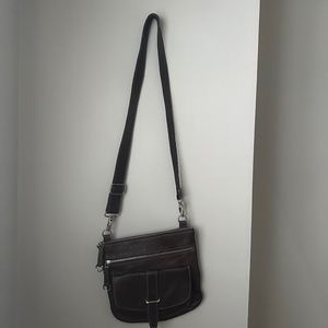 Vintage Roots Canada Dark Brown Leather Crossbody Bag